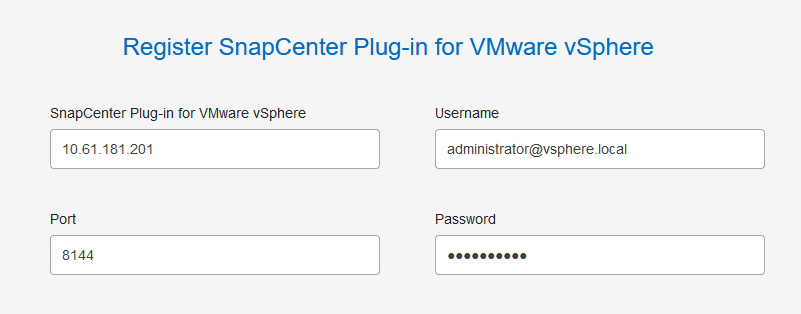 輸入 SCV 和 vCenter 訊息