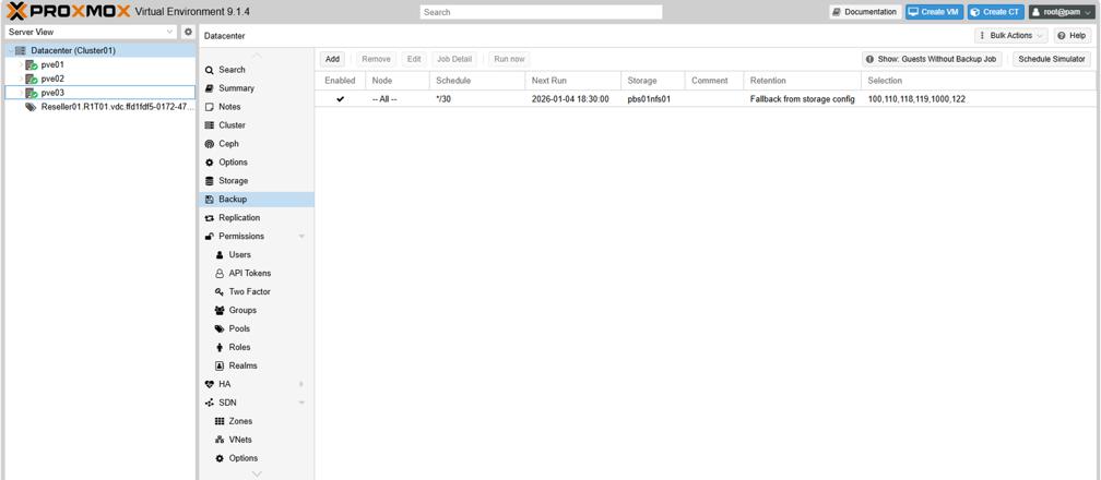 在 Proxmox VE 中新增排程備份作業