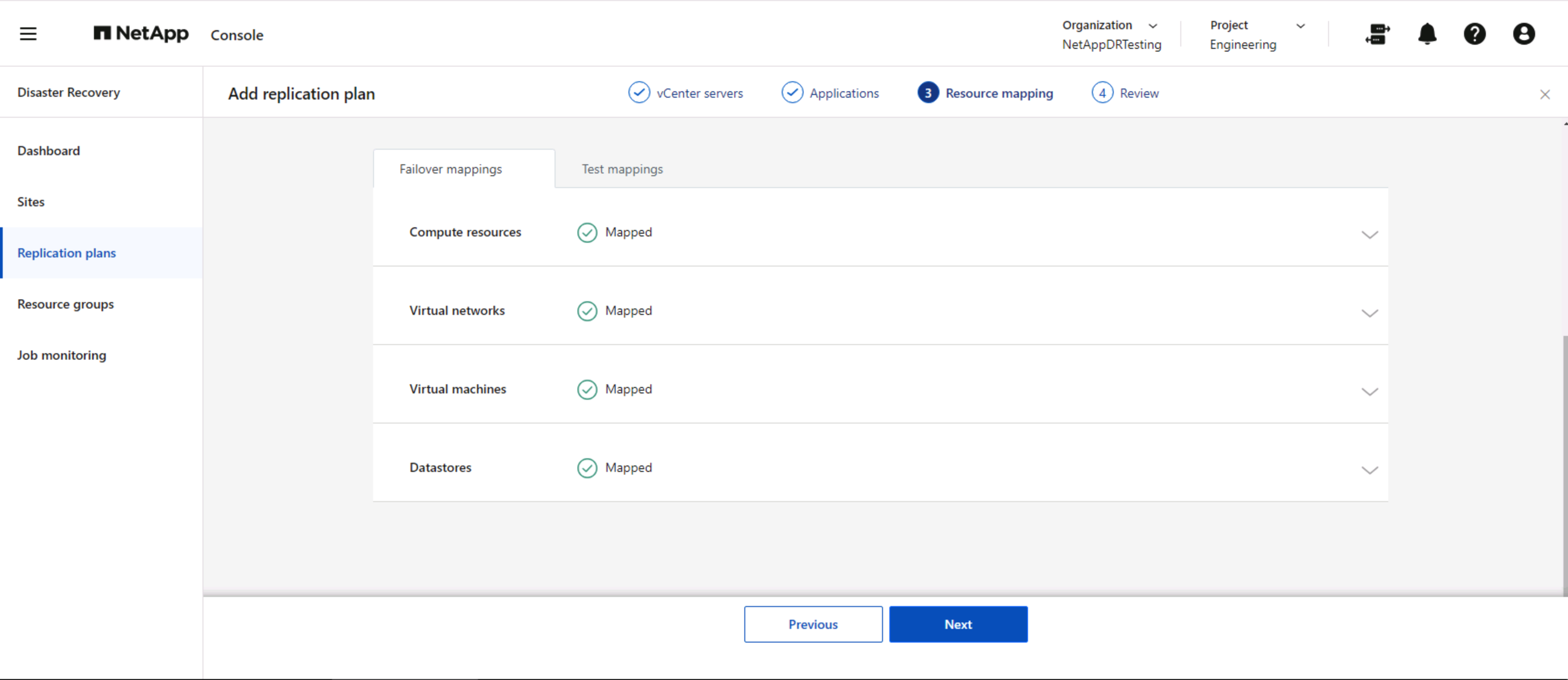 NetApp災難資源映射