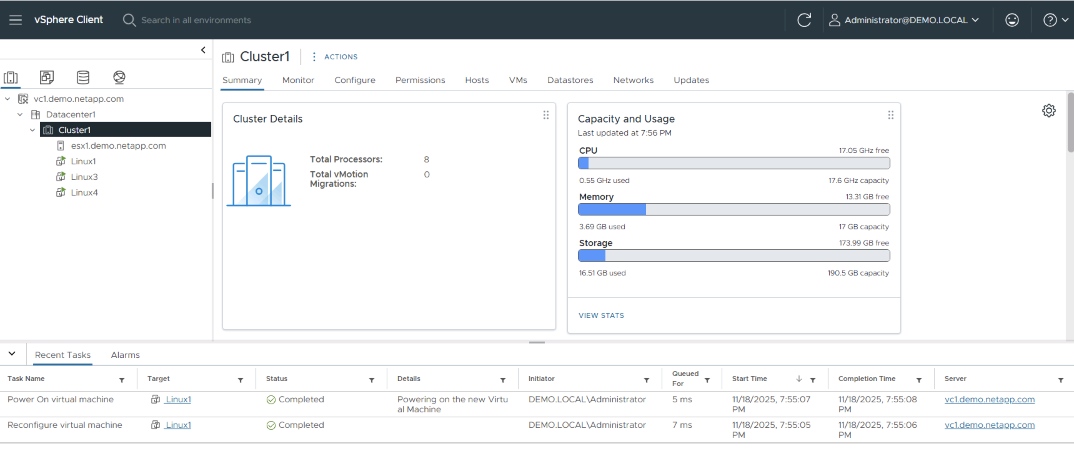 vSphere Client - 虛擬機器已啟動