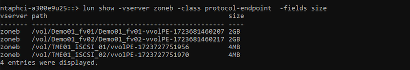 CLI 中的 iSCSI PE 大小