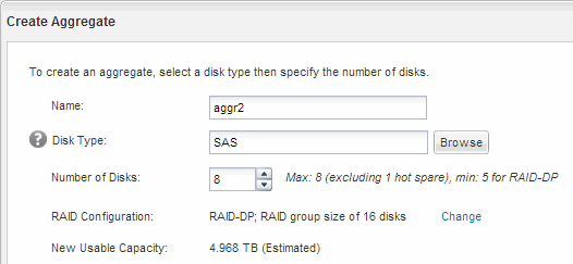 在System Manager中建立Aggregate畫面