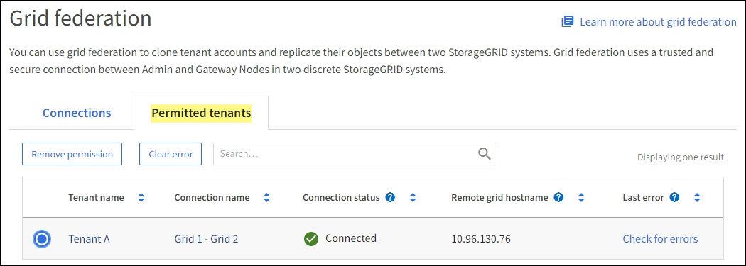 Grid Federation 的「允許租戶」標籤